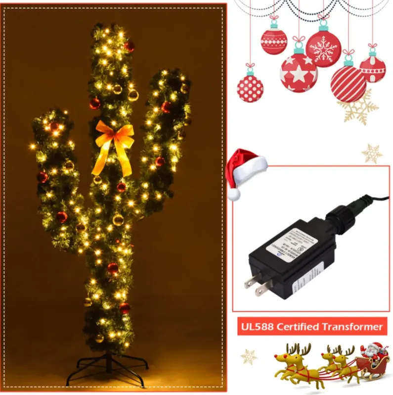 Hivago Artificial Cactus Christmas Tree with Lights