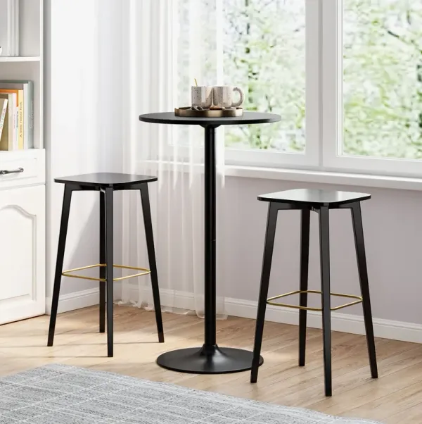 Modern Round Cocktail Table with Metal Base and MDF Top – Stylish Coffee Table for Living Room-Set of 2