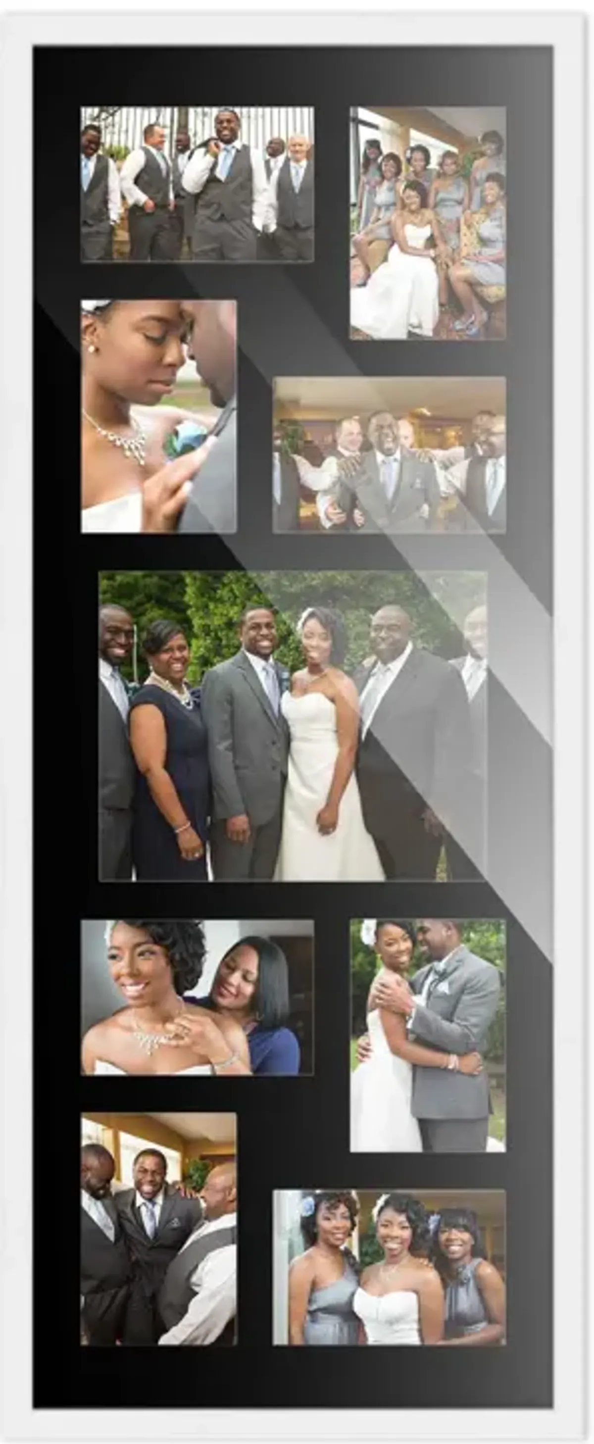 12x32 Wood Collage Frame with a Black Mat for 8x10 & 4x6 Pictures