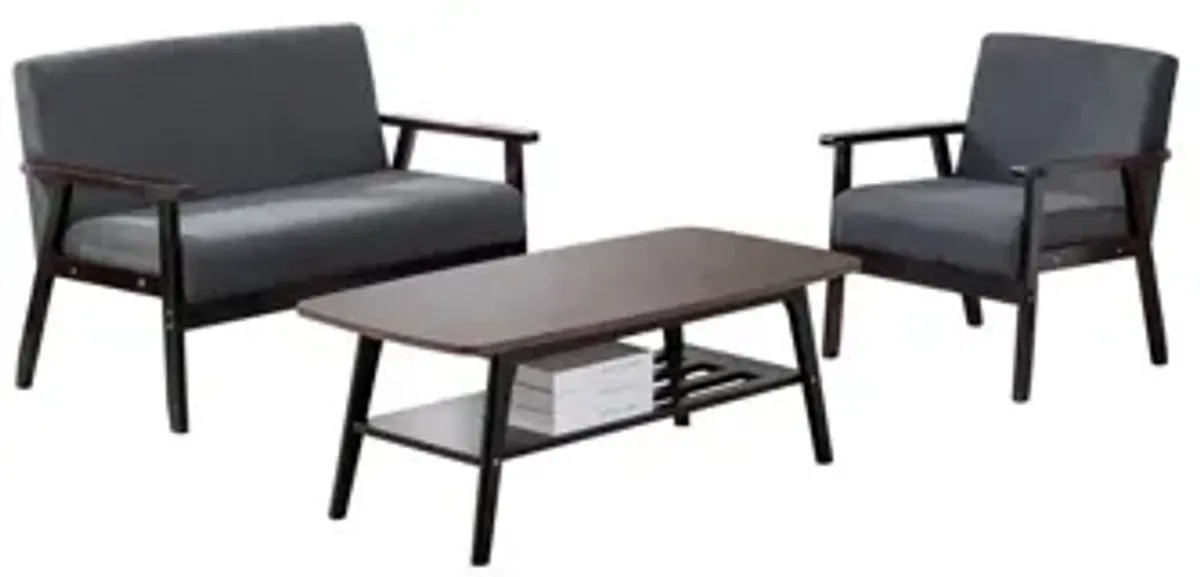 Bahamas Espresso Coffee Table Loveseat Chair Set