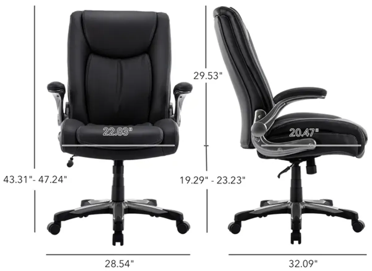 Executive Office Chair 400lbs, Big and Tall Home Office Chair with Space-Saving Flip-Up Arms