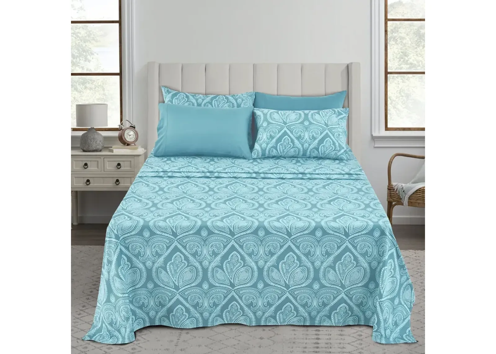 Lux Decor Collection Bed Sheets - Brushed Microfiber Paisley Sheet Set