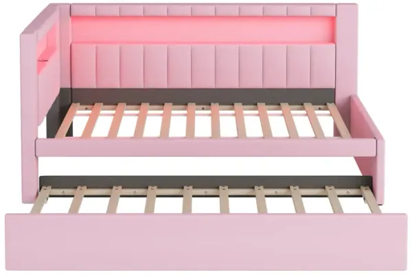 Merax Upholstered Platform Bed with USB Ports and LED