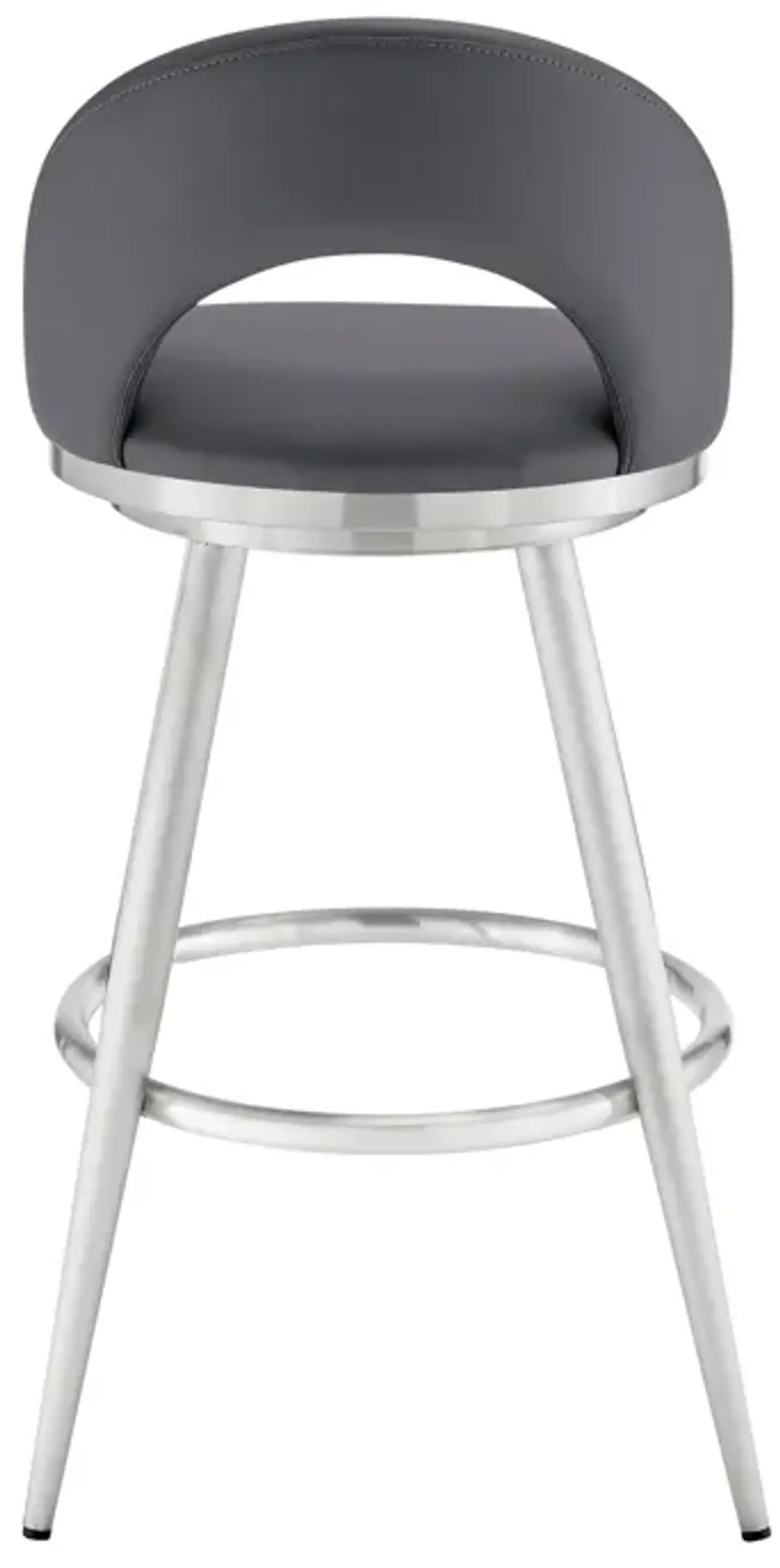 Lottech Swivel Stool in Brushed Stainless Steel with Black Faux Leather