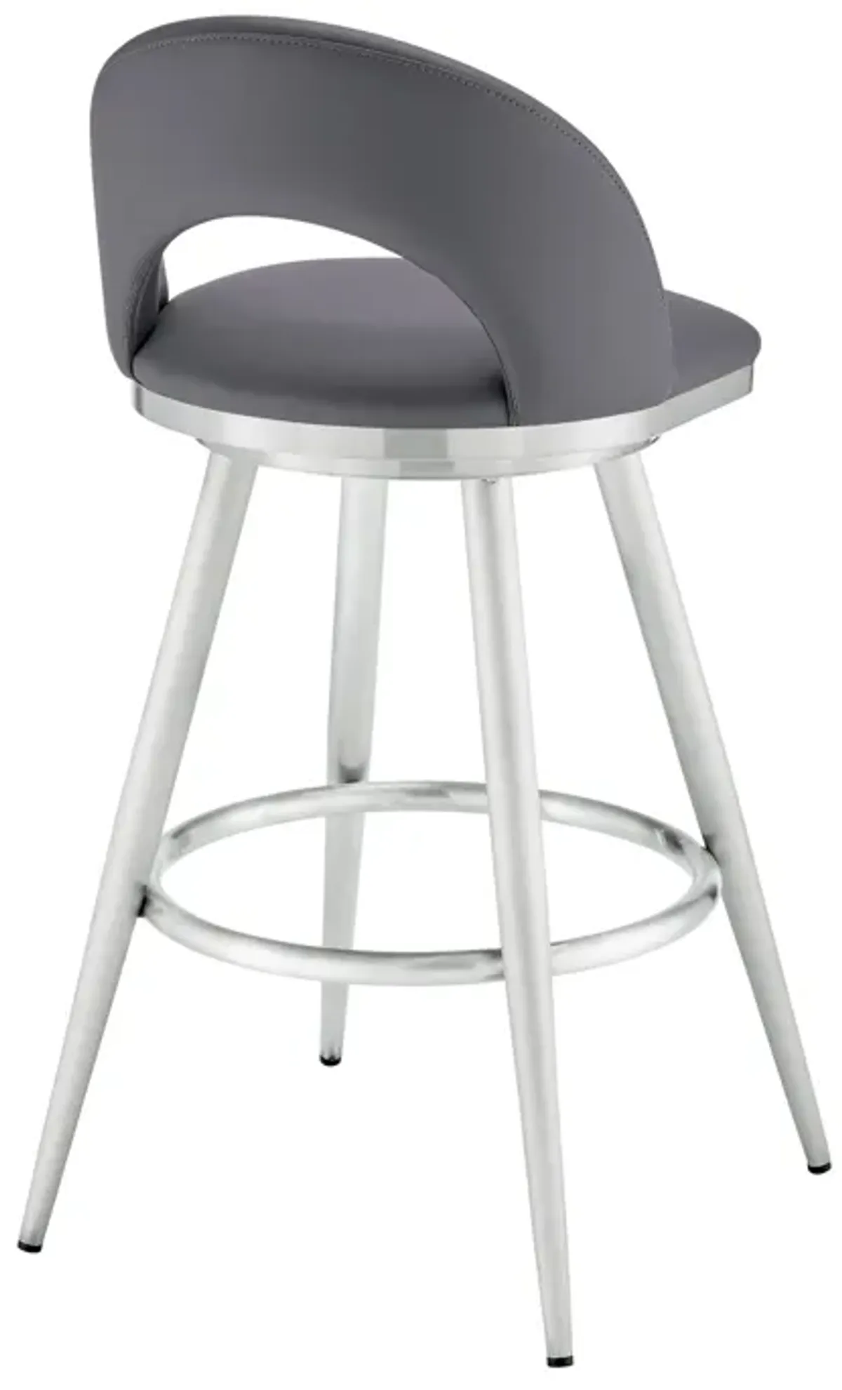 Lottech Swivel Stool in Brushed Stainless Steel with Black Faux Leather