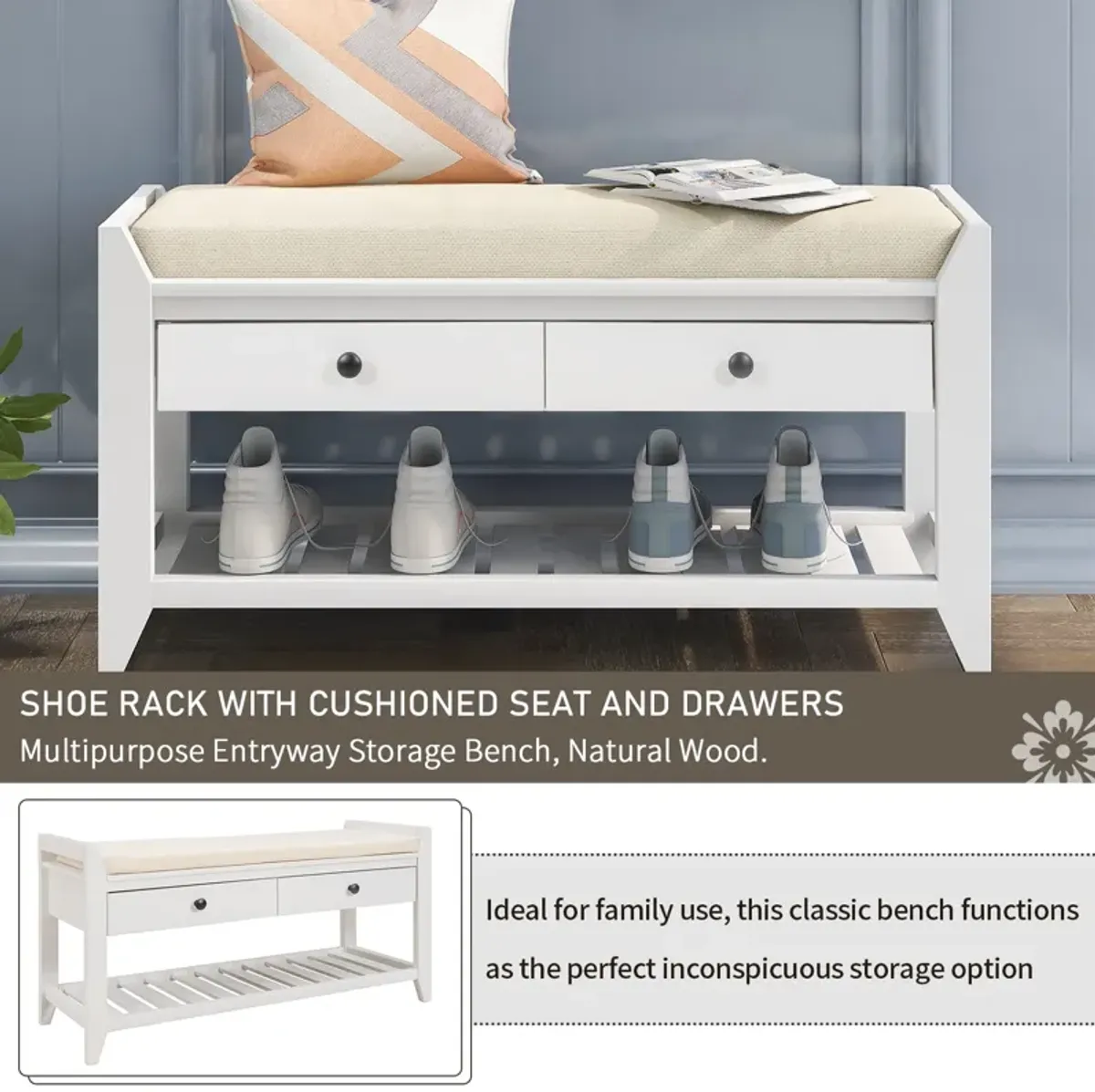 Merax Multipurpose Entryway Storage Bench