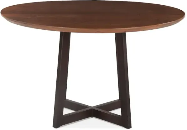 World Interiors Mapai 48-Inch Round Acacia Wood Table in Walnut Finish