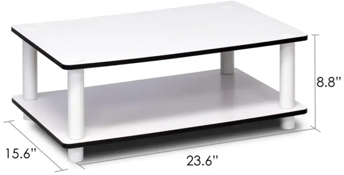 11172 Just 2-Tier No Tools Coffee Table, White w/White Tube