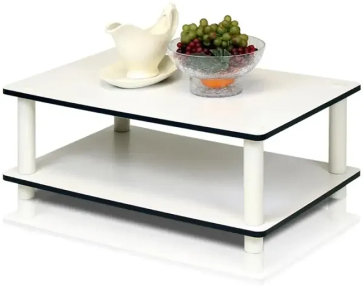 11172 Just 2-Tier No Tools Coffee Table, White w/White Tube