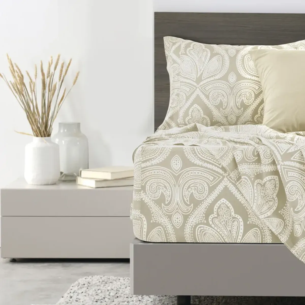 Lux Decor Collection Bed Sheets - Brushed Microfiber Paisley Sheet Set