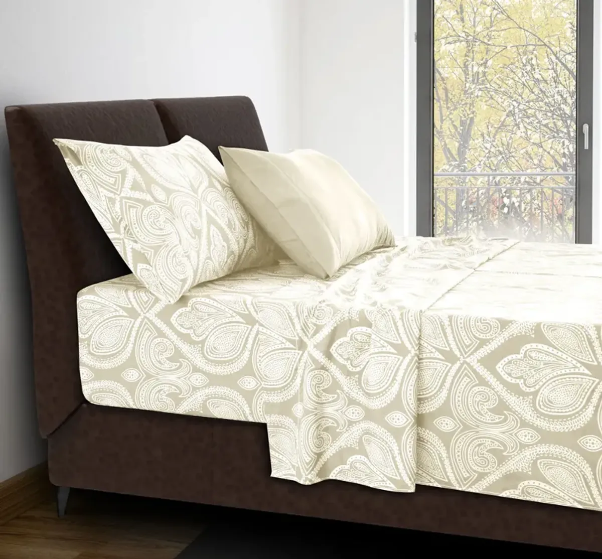 Lux Decor Collection Bed Sheets - Brushed Microfiber Paisley Sheet Set