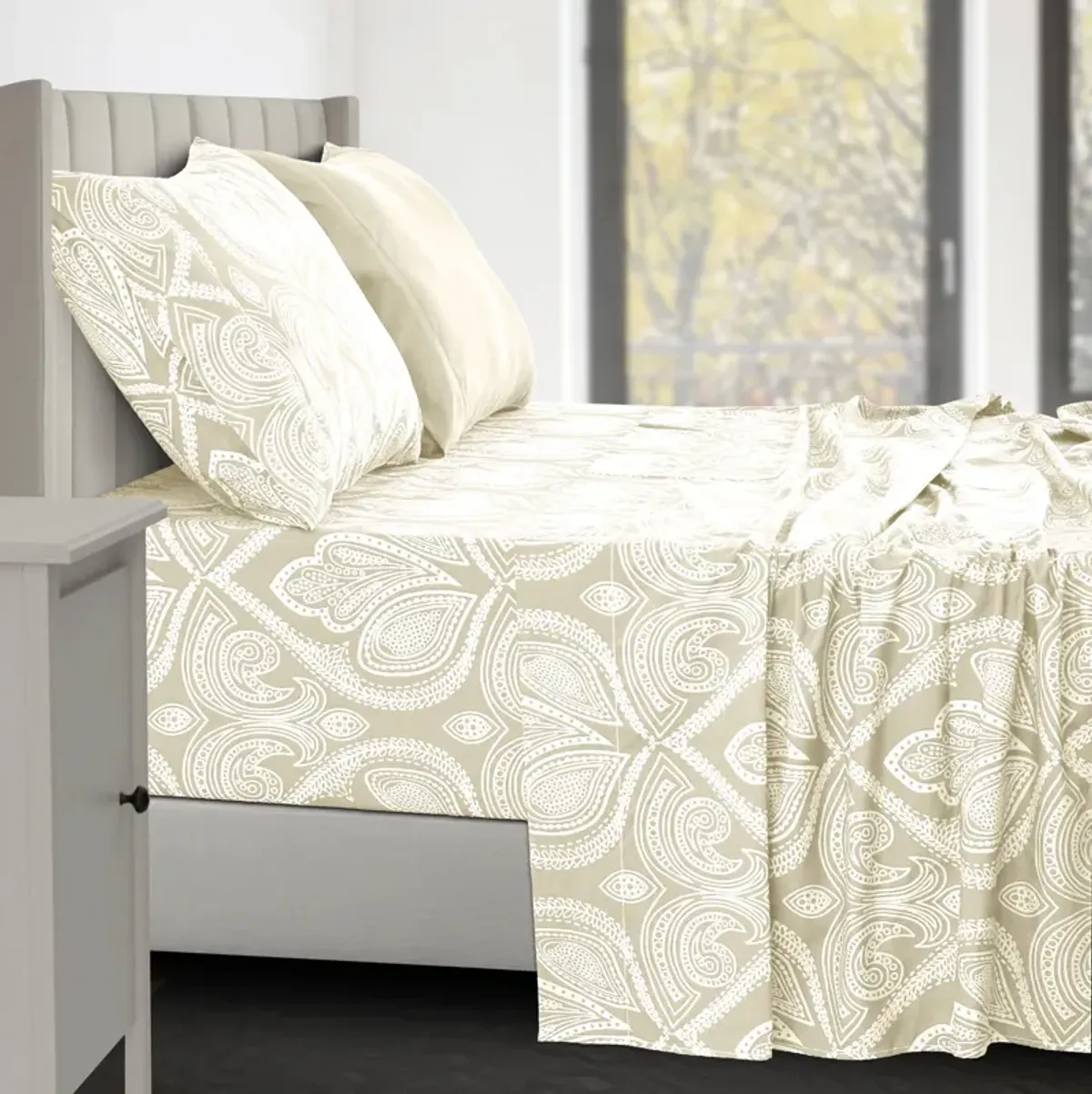 Lux Decor Collection Bed Sheets - Brushed Microfiber Paisley Sheet Set