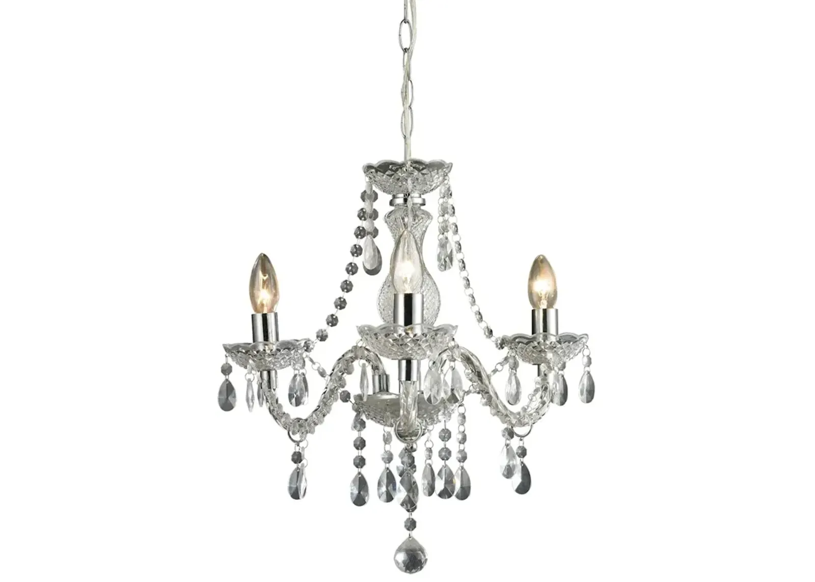 17.5" Clear and Silver Theatre 3-Light Mini Chandelier