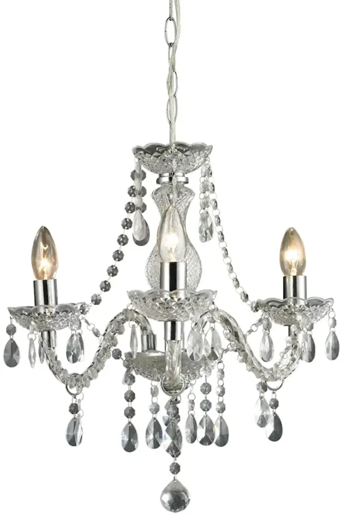 17.5" Clear and Silver Theatre 3-Light Mini Chandelier