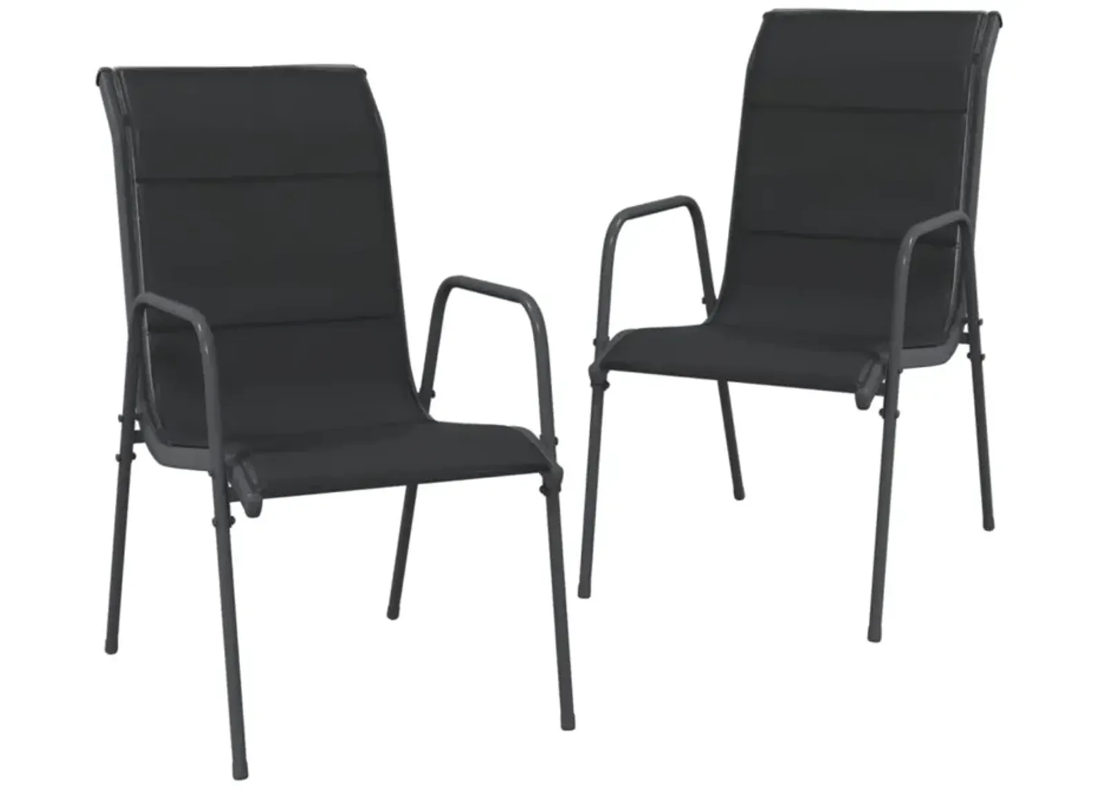 vidaXL Patio Chairs 2 pcs Steel and Textilene Black