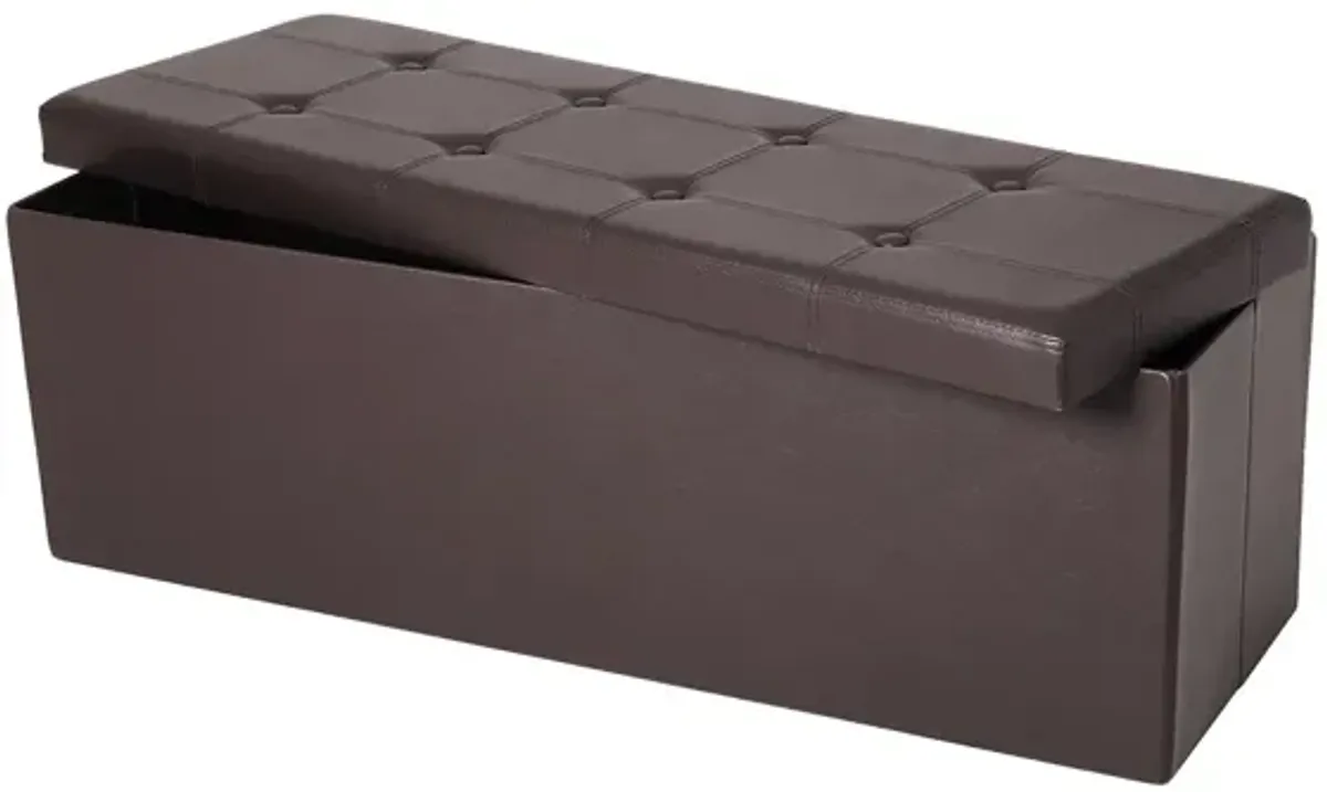 43" L Faux Leather Folding Storage Ottoman Bench, Storage Chest Footrest Padded Seat