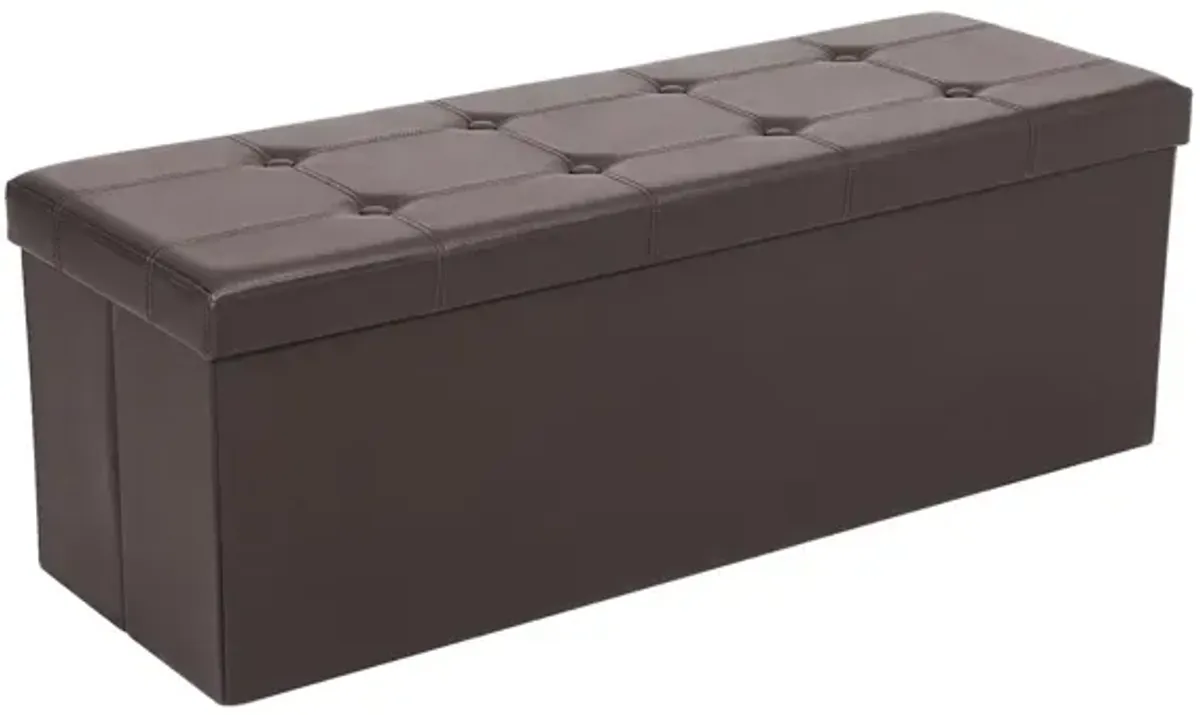 43" L Faux Leather Folding Storage Ottoman Bench, Storage Chest Footrest Padded Seat