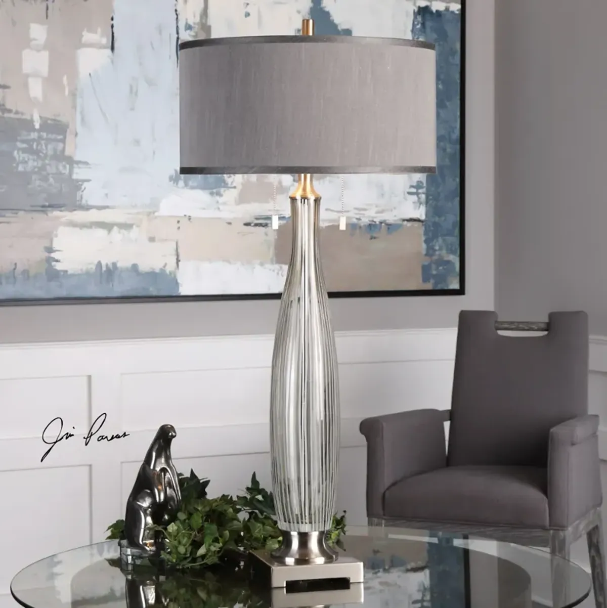 Uttermost Coloma Gray Glass Table Lamp