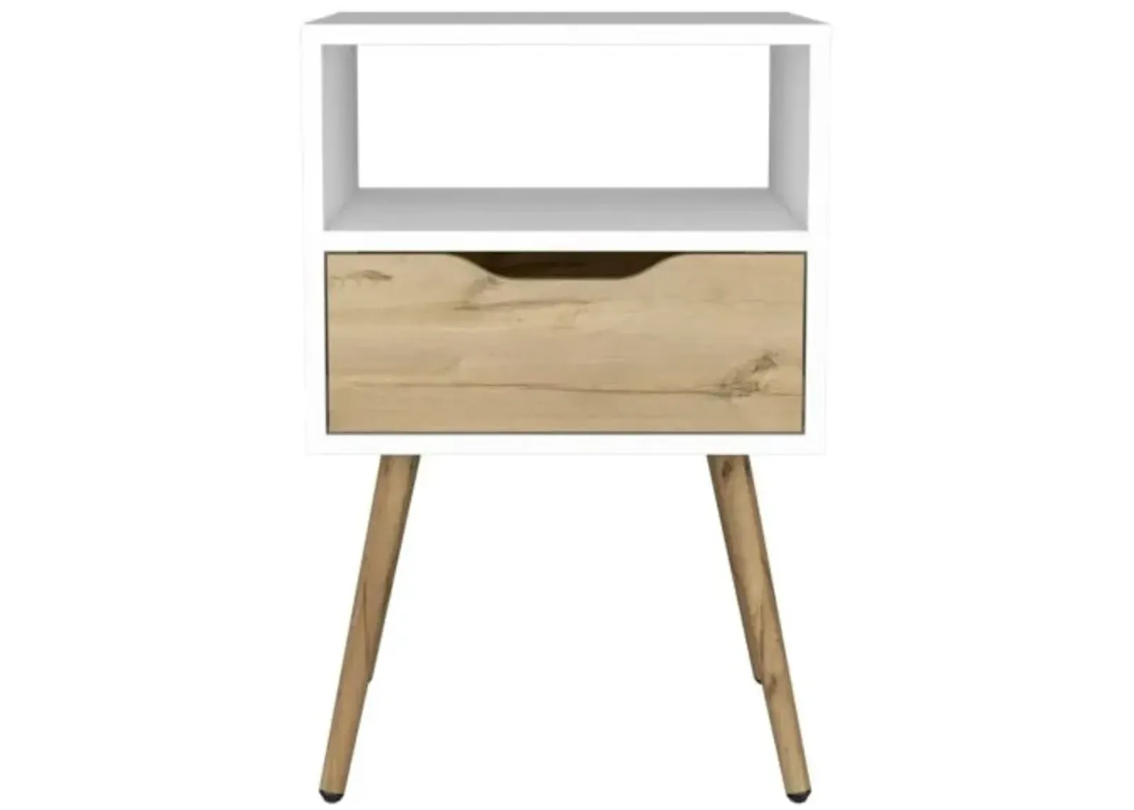 Nightstand Fugaz, Bedroom, White / Light Oak