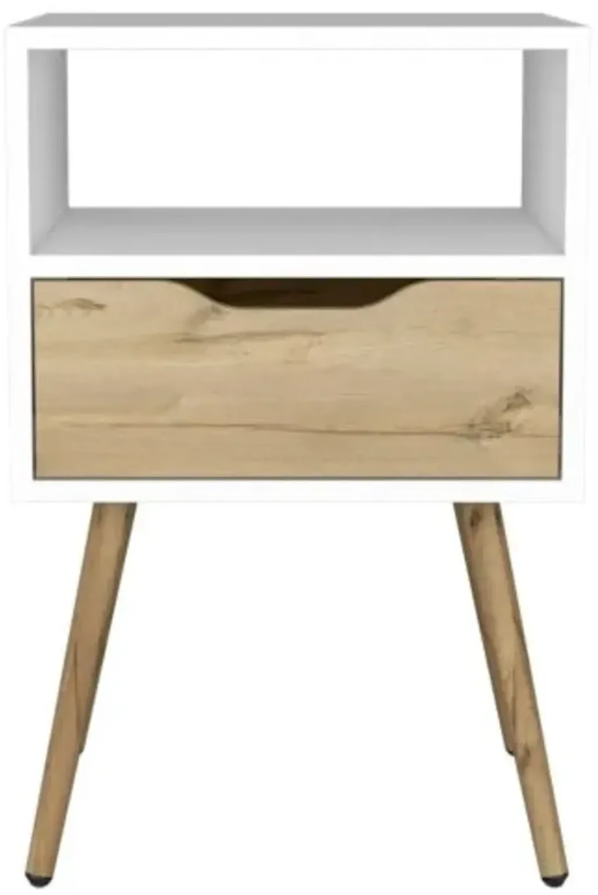 Nightstand Fugaz, Bedroom, White / Light Oak