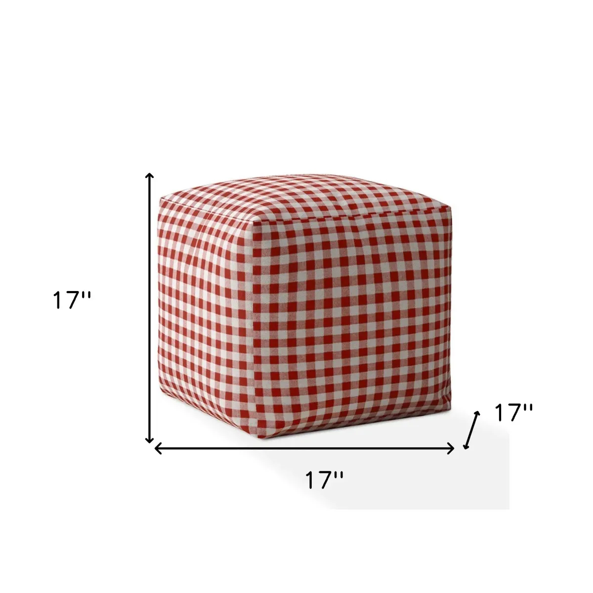 Hivvago 17" Red And White Gingham Pouf Ottoman