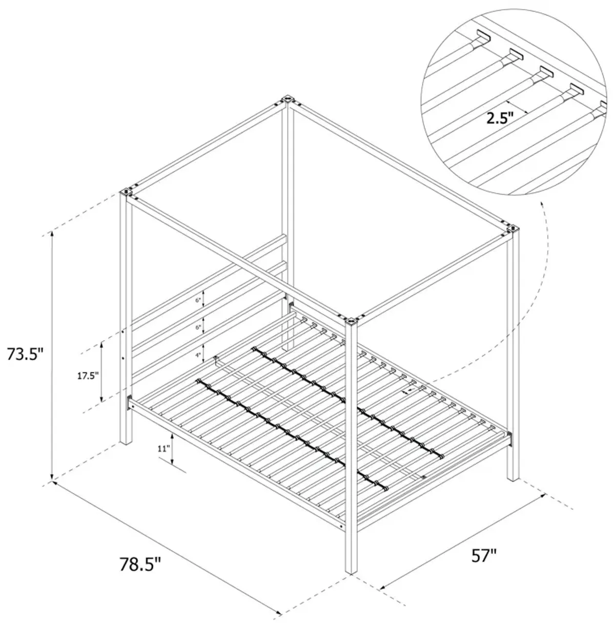 Atwater Living Cara Metal Square Canopy Bed