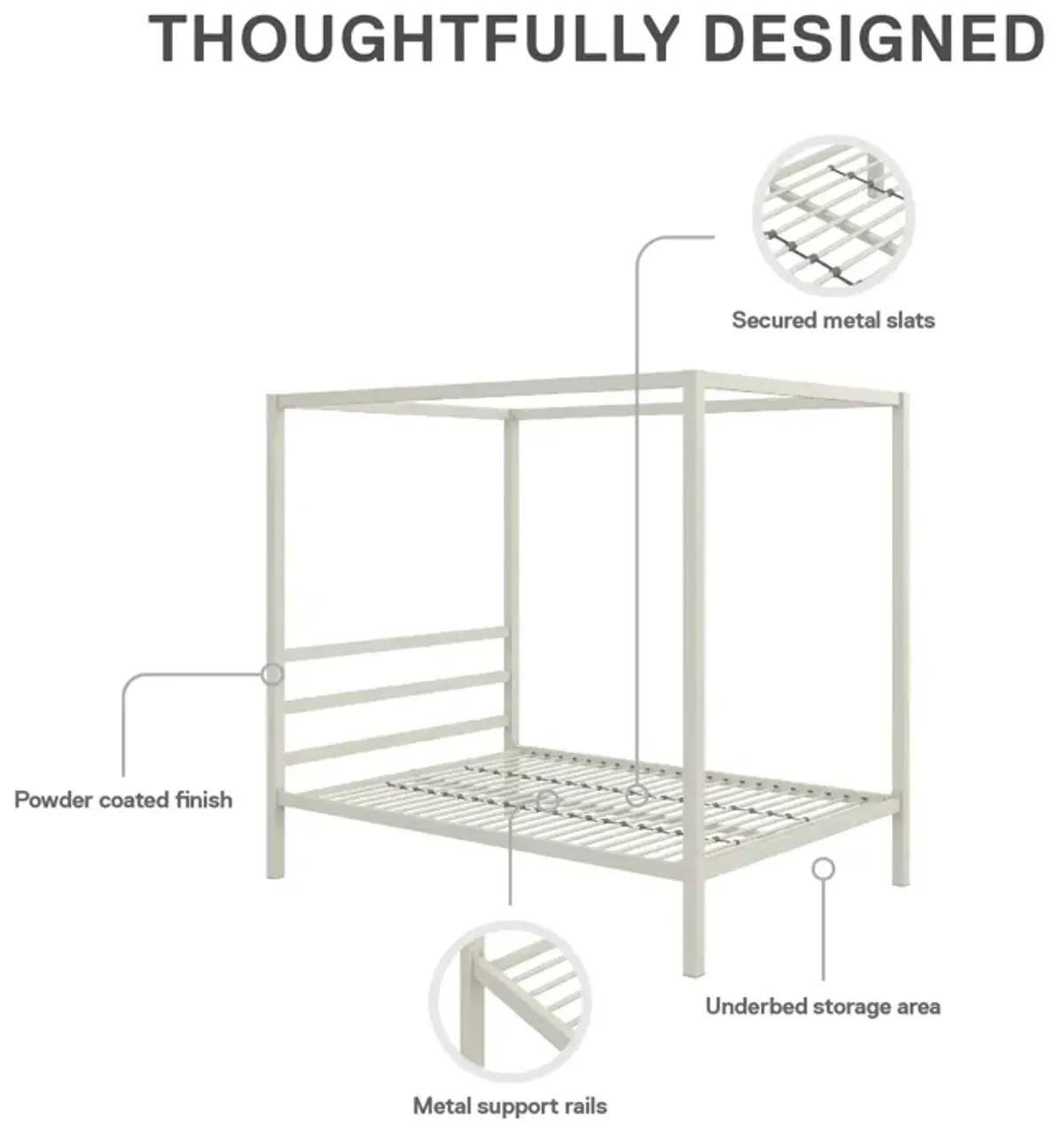 Atwater Living Cara Metal Square Canopy Bed