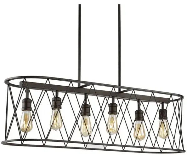 Marion 6-Light Adjustable Iron Farmhouse Rustic LED Dimmable Pendant