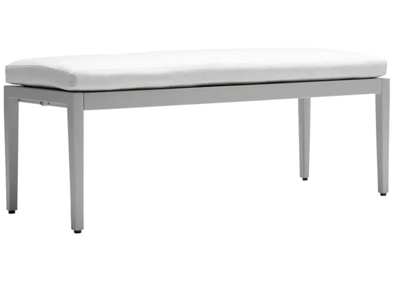 MONDAWE Outdoor Patio Aluminum Stationary Bench With Sunbrella Fabric Cushion , Grayish