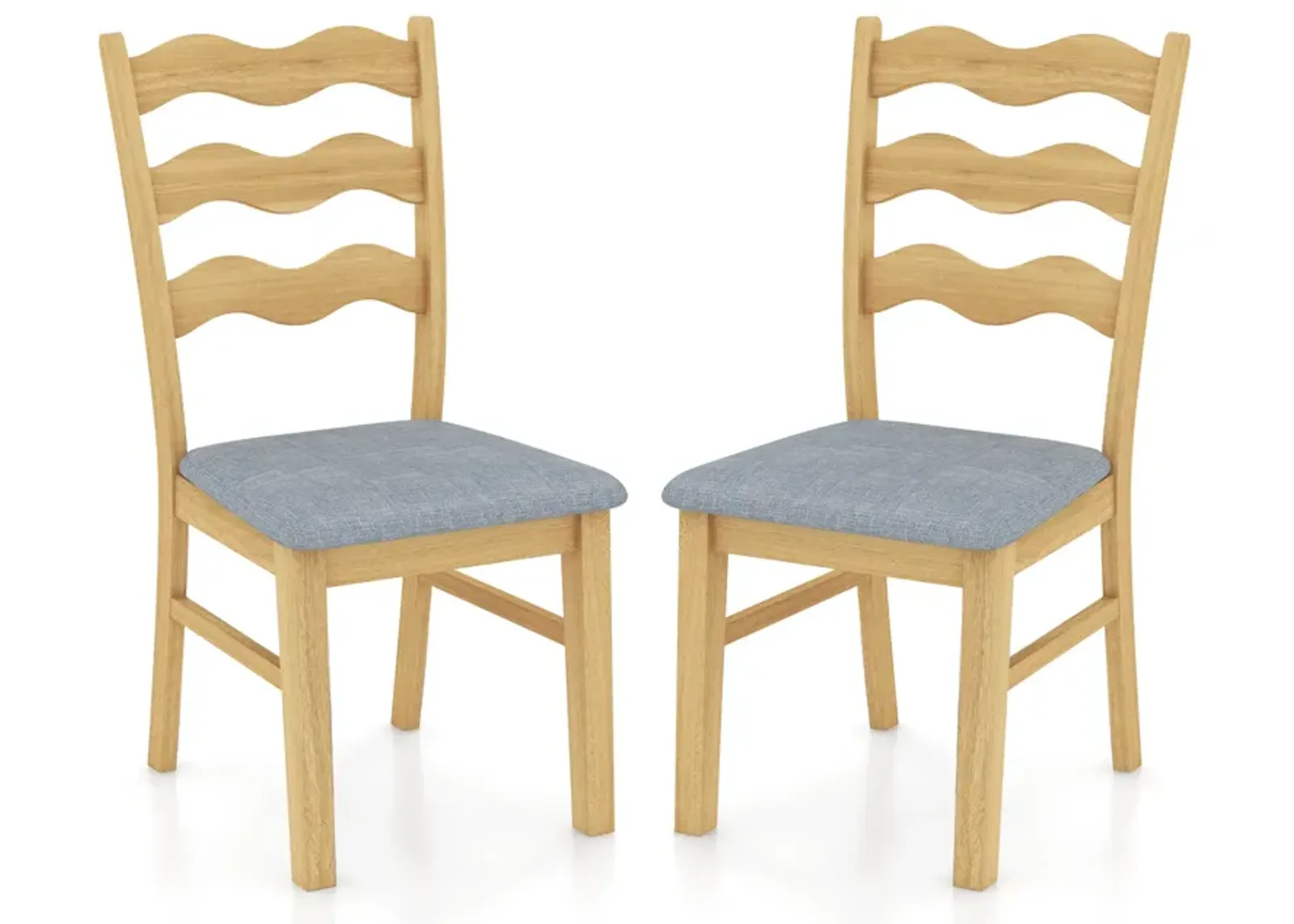 Dining Chair Set of 2 Linen Fabric Upholstered Kitchen Chairs with Padded Seat