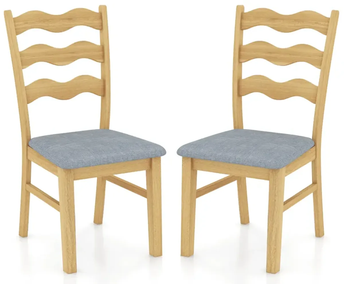 Dining Chair Set of 2 Linen Fabric Upholstered Kitchen Chairs with Padded Seat