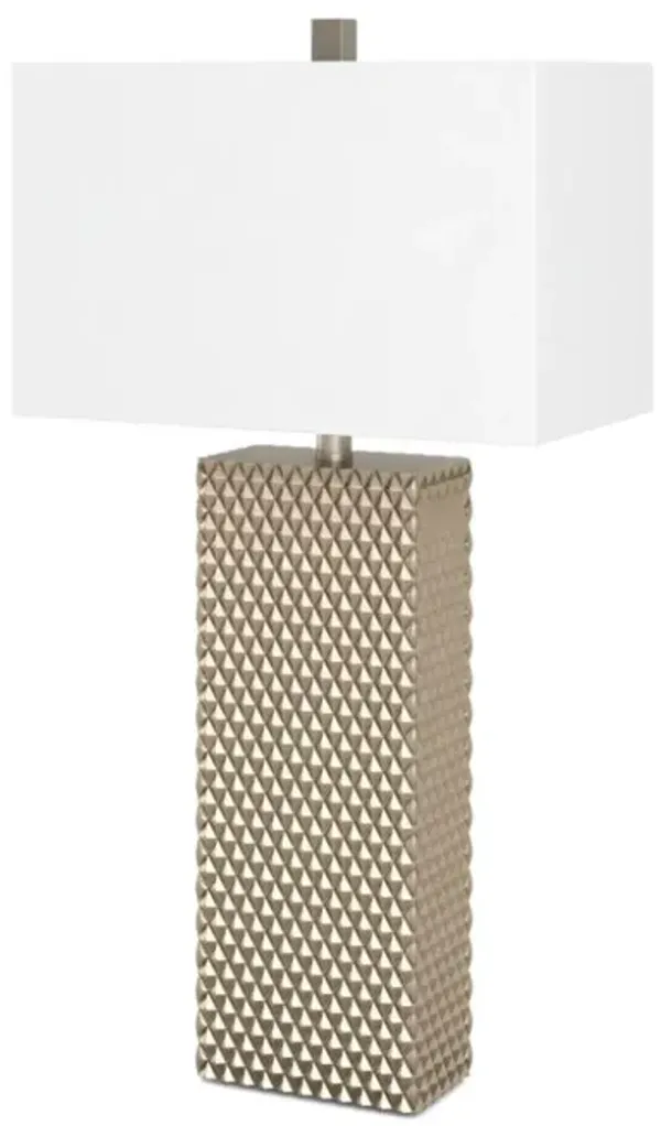 Hivvago Set of Two 29" Gold Waffle Table Lamps With White Shade