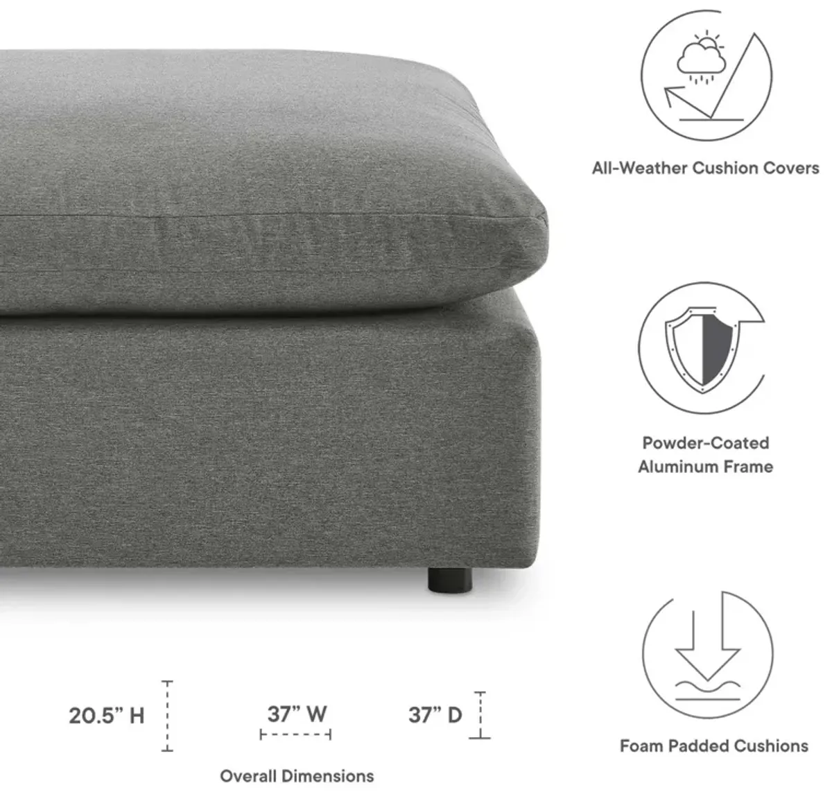 Commix Overstuffed Outdoor Patio Ottoman