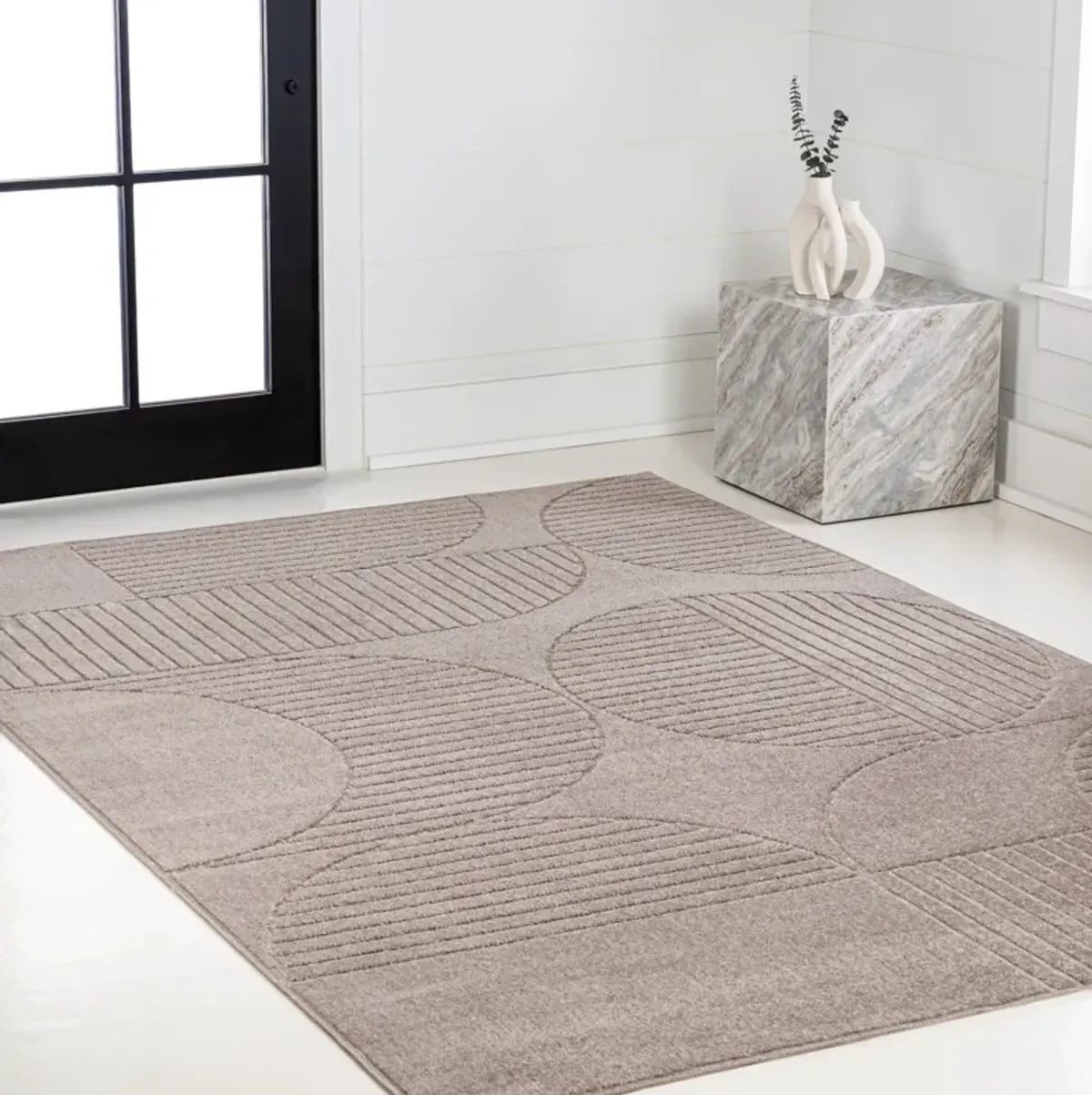 Nordby Geometric Arch Scandi Striped Area Rug