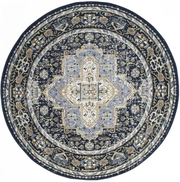 Nourison Essentials Persian NRE07 Navy 6' x Round Rug