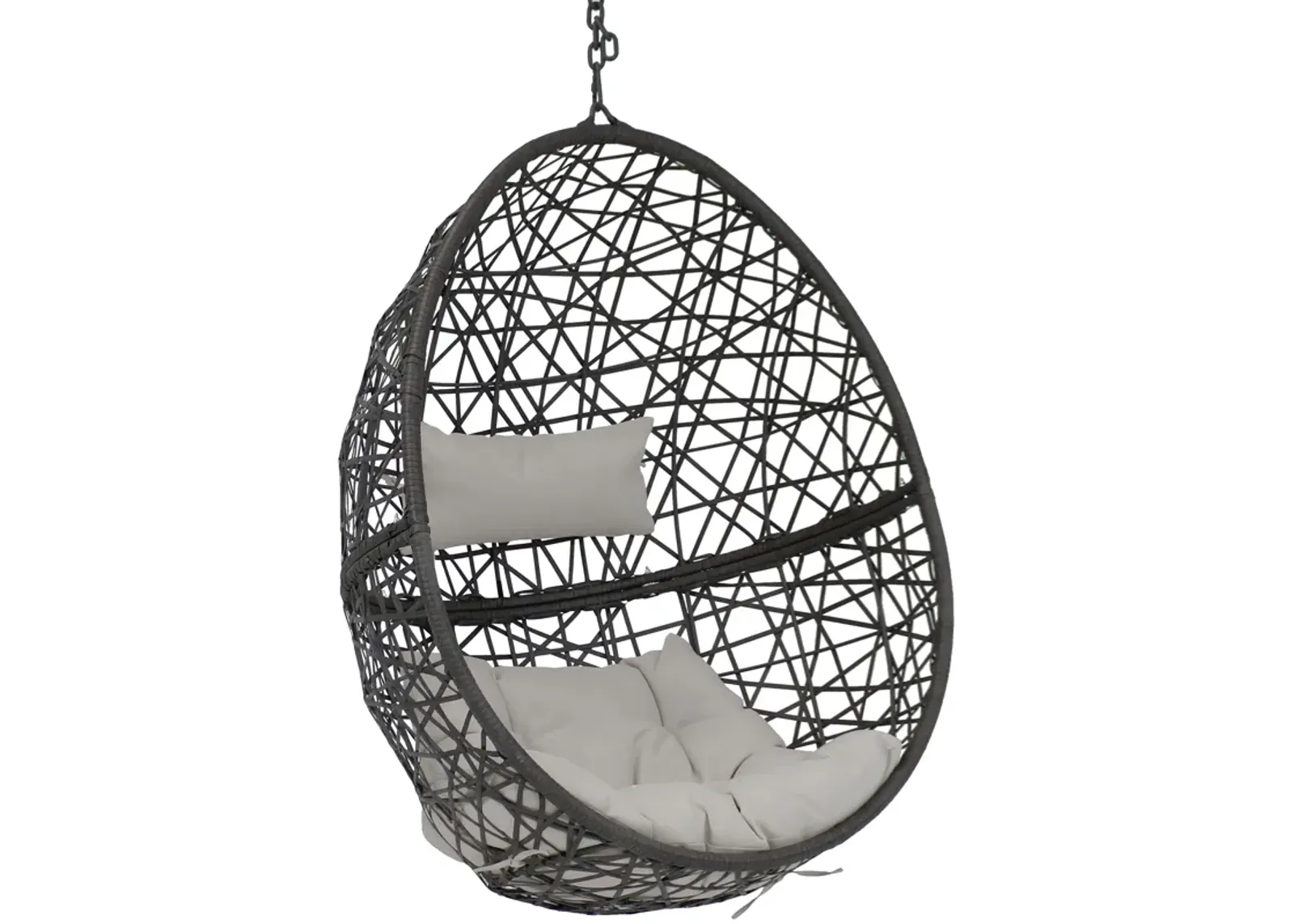 Sunnydaze Black Resin Wicker Hanging Egg Chair with Cushions