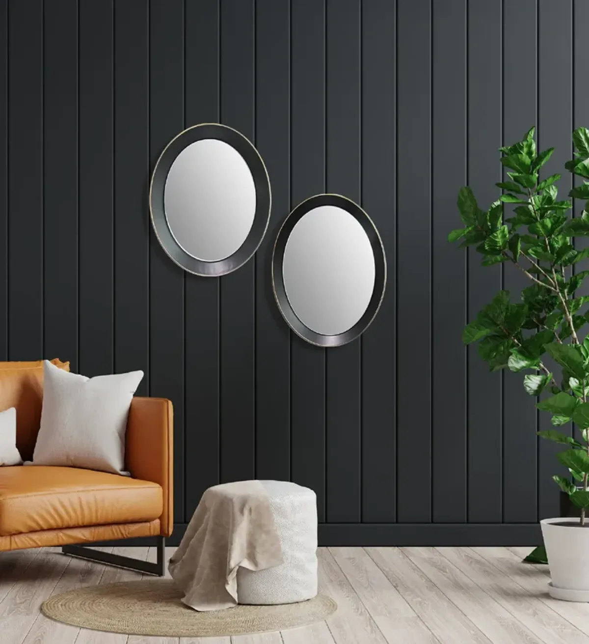 Oval metal decorative mirror