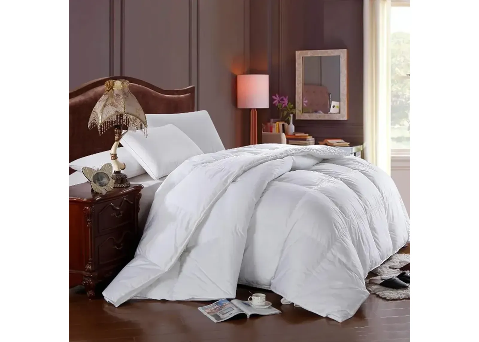 Egyptian Cotton Lightweight Down Comforter Solid Sateen.