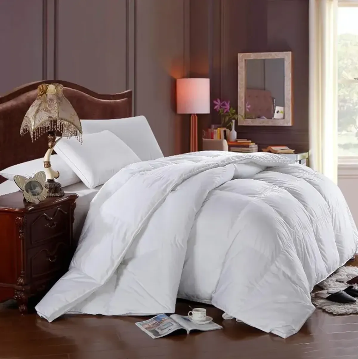 Egyptian Cotton Lightweight Down Comforter Solid Sateen.