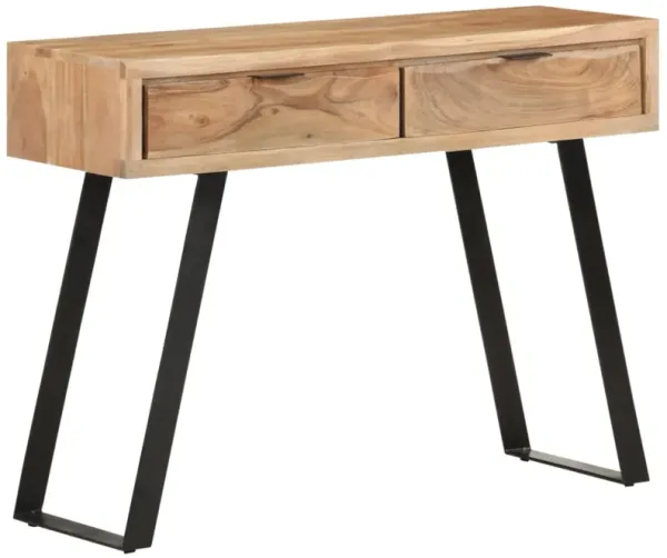 vidaXL Console Table 39.4"x13.8"x29.9" Solid Acacia Wood with Live Edges