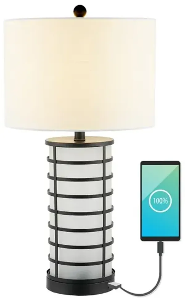 Jayce Modern Industrial Iron Nightlight LED Table Lamp with USB Charging Port
