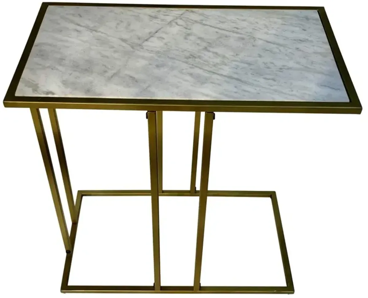 Carolina Living Serena End Table - White Marble - Industrial