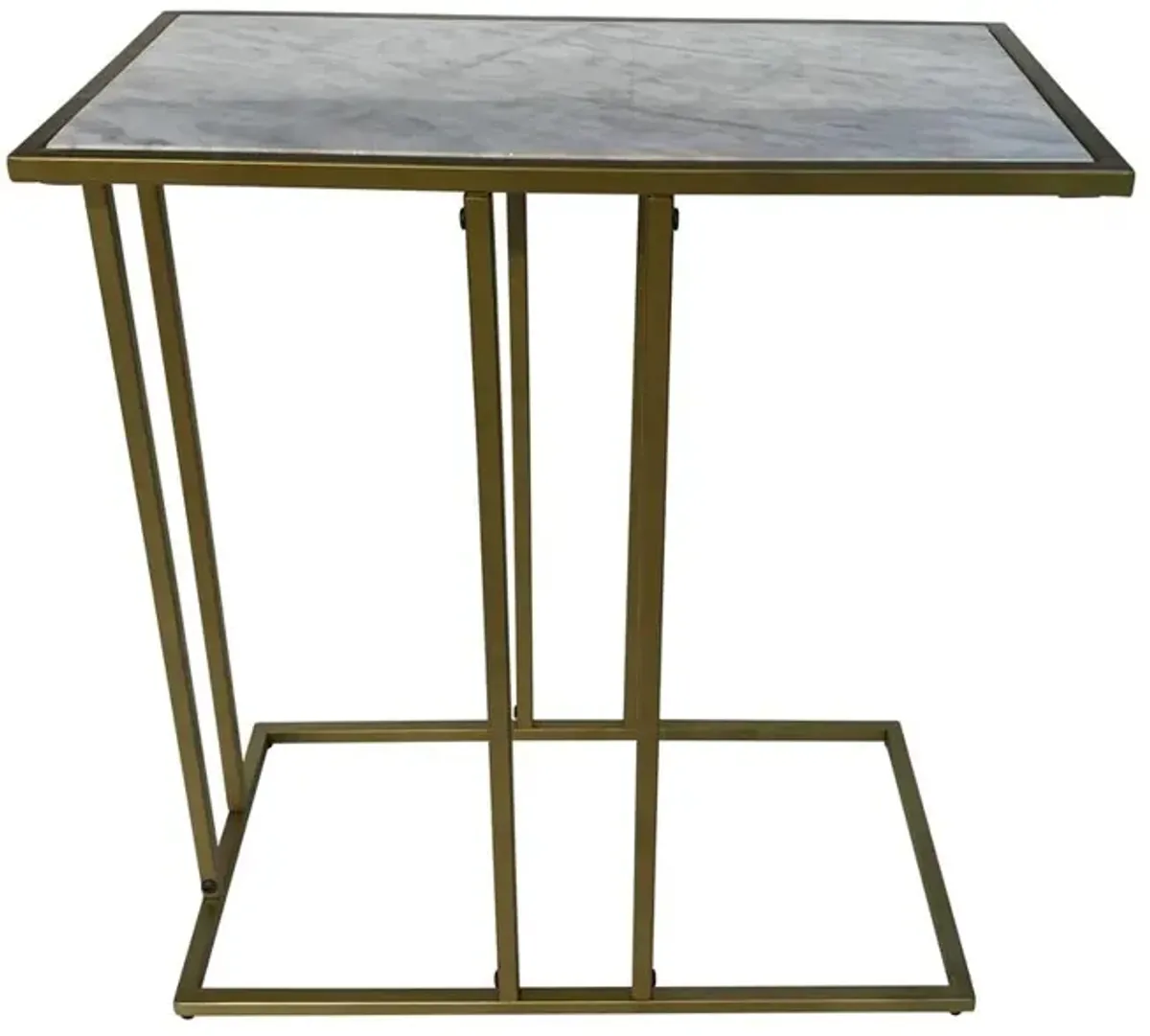 Carolina Living Serena End Table - White Marble - Industrial