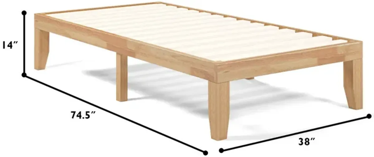 Twin Size 14 Inch Wooden Slats Bed Mattress Frame