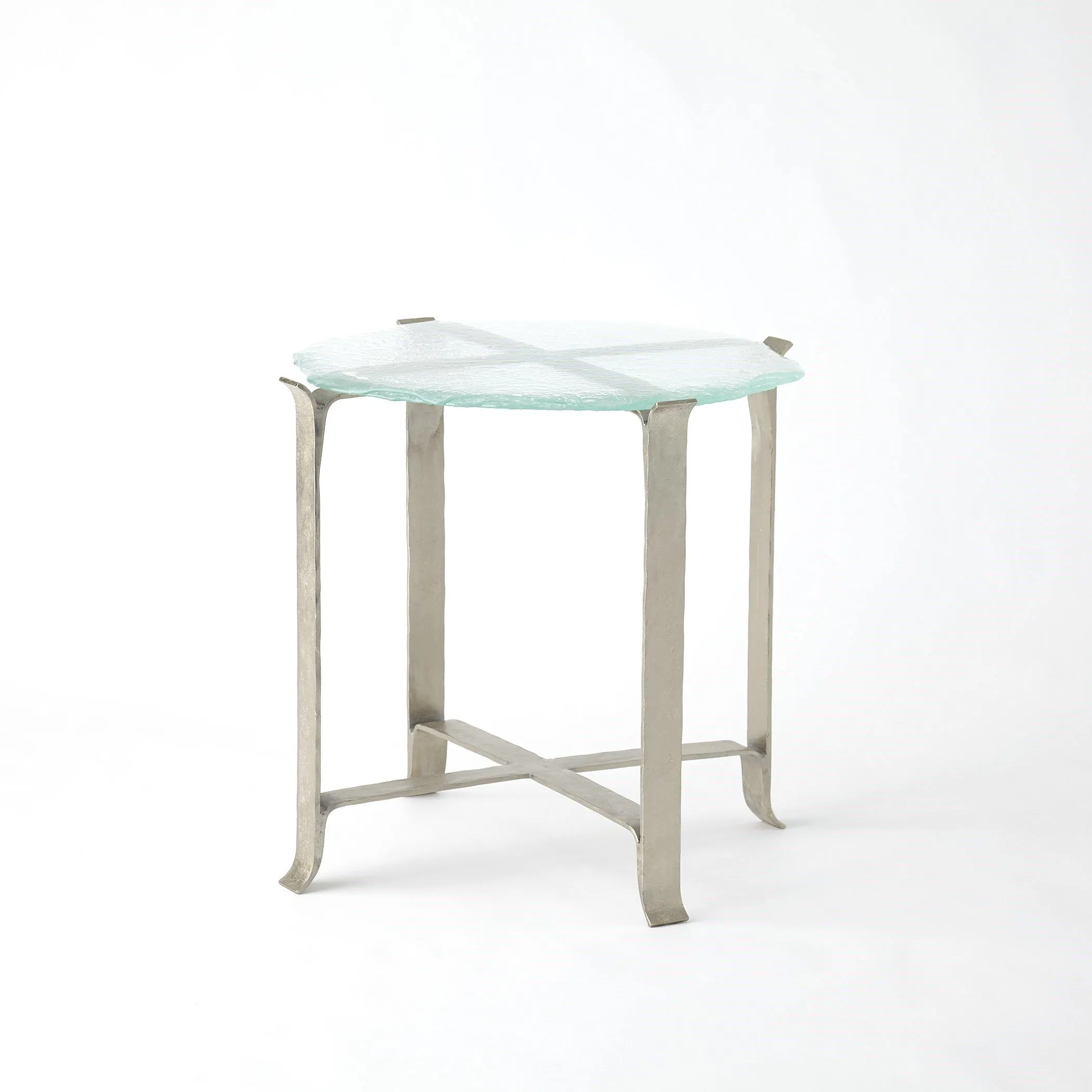 Melting Glass Side Table- Silver