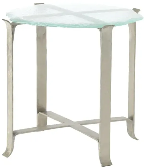 Melting Glass Side Table- Silver