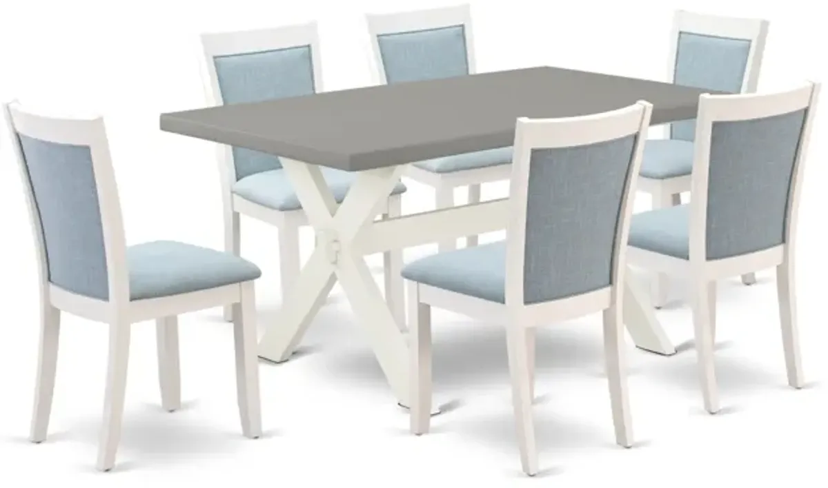 East West Furniture X096MZ015-7 7Pc Dining Set - Rectangular Table and 6 Parson Chairs - Multi-Color Color
