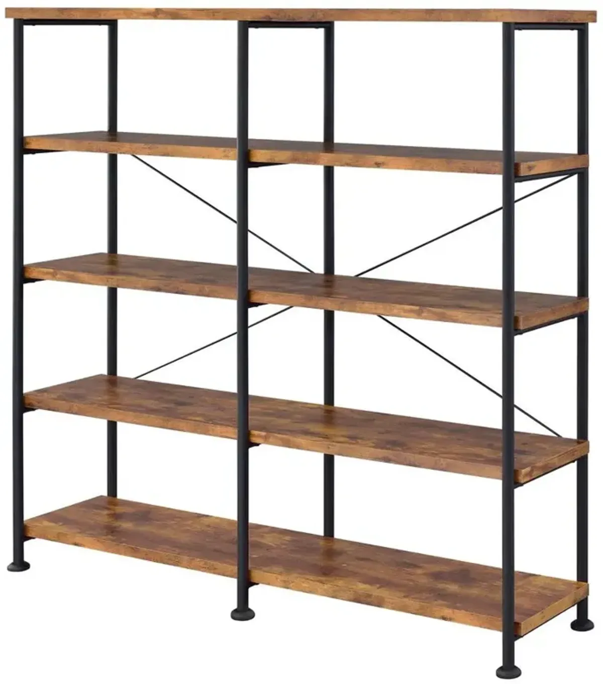 Analiese 4-shelf Open Bookcase Antique Nutmeg