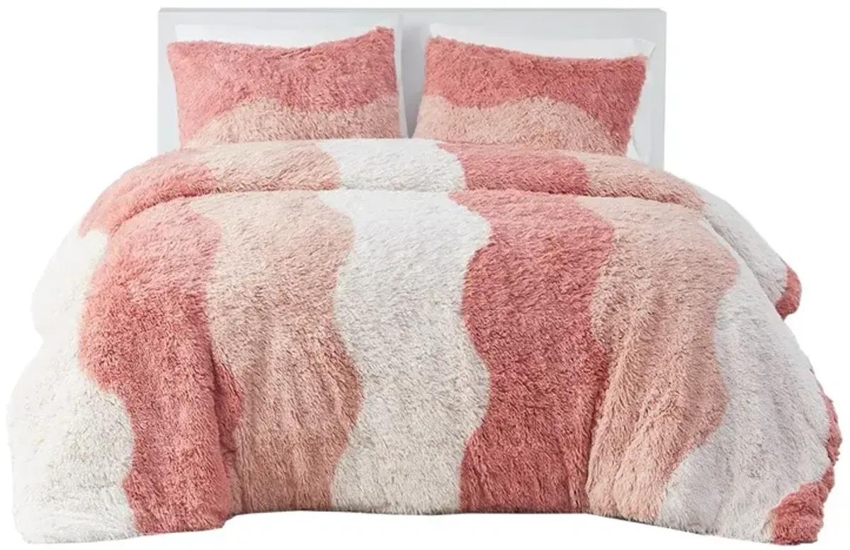 Gracie Mills Ombre Wave Shaggy Faux Fur Comforter Set