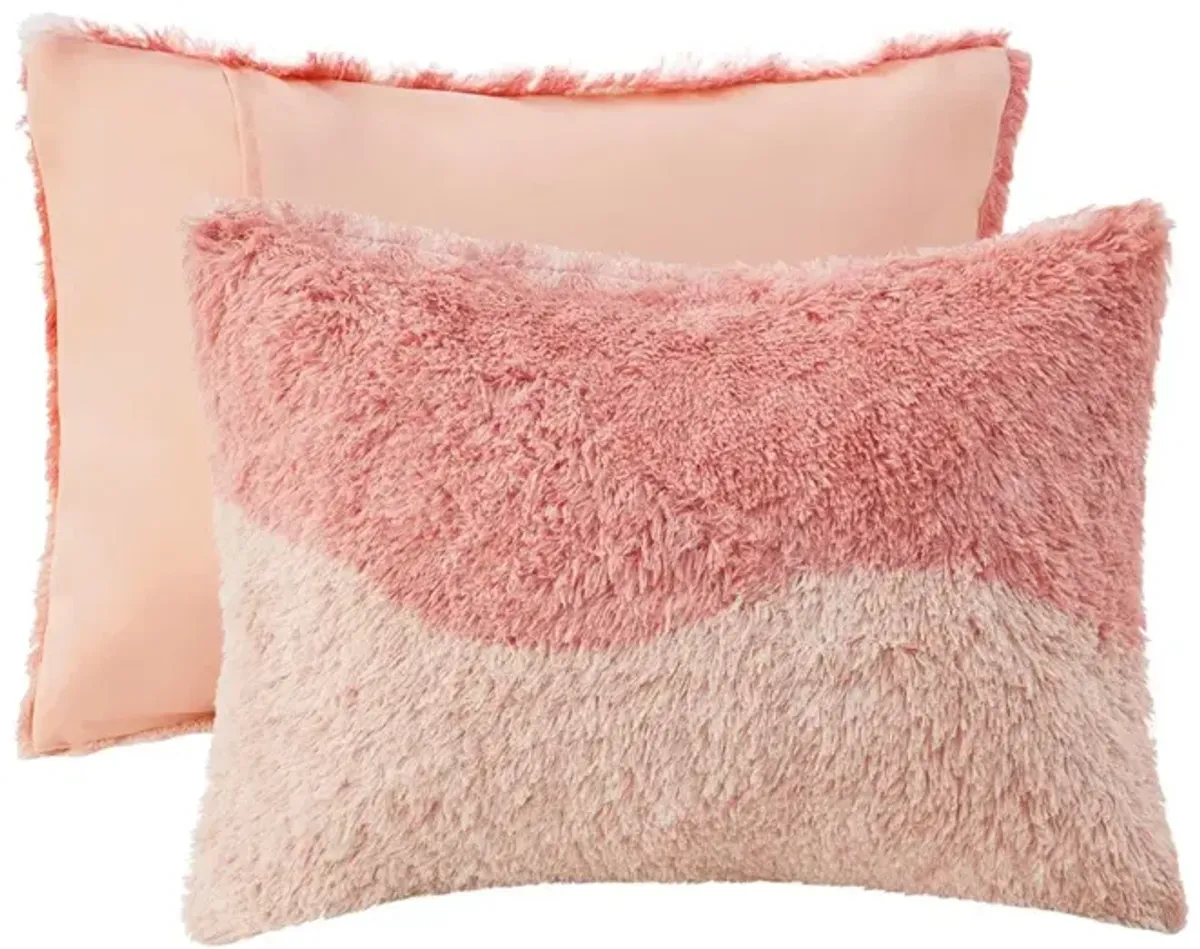 Gracie Mills Ombre Wave Shaggy Faux Fur Comforter Set